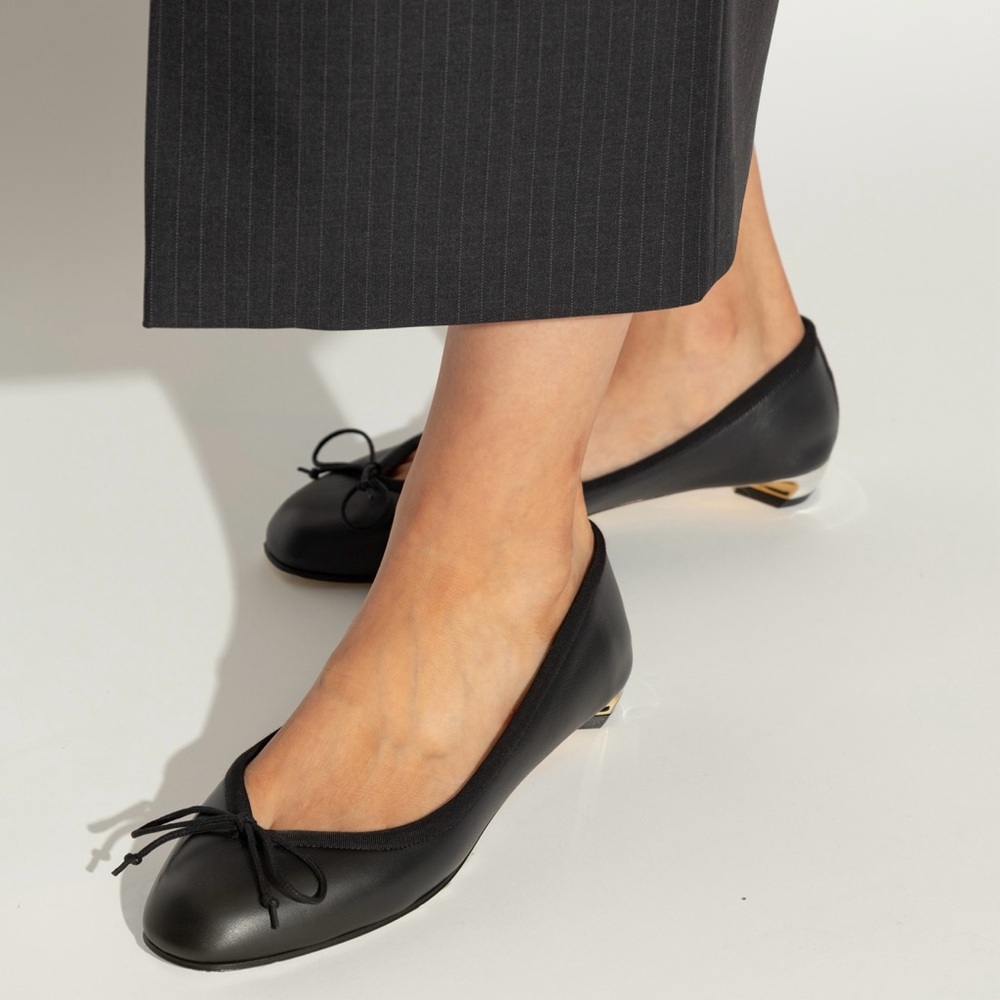 Alexander McQueen Black Armadillo Bow-Detailed Ballet Flats Size 39.5/9.5